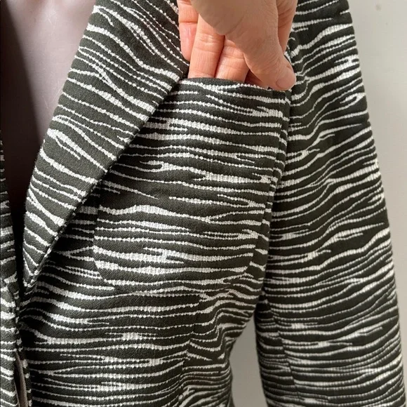 Judith and Charles long zebra striped coat jacket green white collar size 4 - Picture 4 of 15